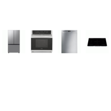 4 STAINLESS PKG : SAMSUNG COUNTER DEPTH Door Refrigerator AutoFill Water Pitcher, SMEG Dishwasher 48dBA, Frigidaire Gallery 30'' Single True Convection Wall Oven, Forno 36-Inch Induction Cooktop