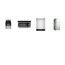 4 STAINLESS STEEL APPLIANCE PKG : SMOOTHTOP ELECTRIC RANGE OVEN, OTR MW, 52dB Dishwasher, 30" 18.1 cu. ft. Top Freezer Refrigerator