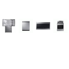 Samsung 4 STAINLESS : Electric Smoothtop Range 5 Element Convection Oven Griddle , 2.1cf OTR MW, 46dBA Dishwasher StormWash, 28CF Food Showcase French 4-Door Refrigerator EXT WD