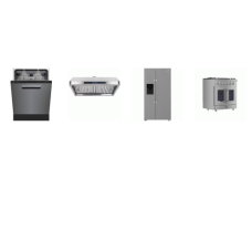 4 stainless steel appliance pkg ; beko Counter Depth Side by Side Refrigerator, Dishwasher 39 dBA, Verona Range Hood 560 CFM, Forno 30" Slide In Gas Range Convection Oven French Door
