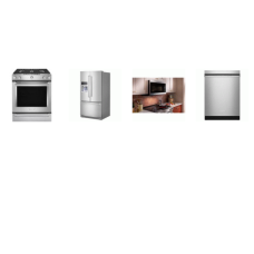 Kitchenaid 4 Stainless : 5 Burner Gas Slide-In Range True Convection Oven Baking Drawer, 1.9 CF OTR MW 400 CFM, 41 DBA Dishwasher, 26.8CF French Door Refrigerator Exterior Ice Water Dispenser