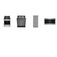 4 STAINLESS PKG : beko 30 Inch Counter-Depth Bottom Mount Refrigerator Ice Maker, Tall Tub Dishwasher 39dBA, and Maytag OTR MW, Gas Range True Convection Oven