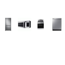 Samsung 4 STAINLESS : Smoothtop Electric Range Self Clean Oven, OTR MW, Dishwasher 53DBA, 32.12"W Counter Depth French Door Refrigerator W/Ice Maker