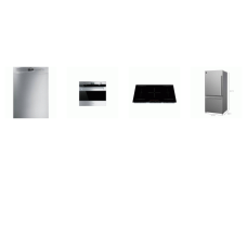 4 STAINLESS : SMEG 49 dBA DISHWASHER, Electric Wall Oven True European Double Convection, and Forno 36-Inch Induction Cooktop, 31-Inch 17.2CF Bottom Freezer Refrigerator W/Ice Maker