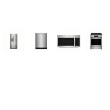 Frigidaire Gallery 4 STAINLESS : 30" SLIDE IN Gas Range Total Convection Oven Air Fry, 1.9CF OTR MW, Dishwasher OrbitClean 52 dBA, 33"W Side by Side Refrigerator EXT WD