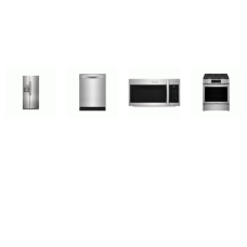 Frigidaire Gallery 4 STAINLESS : 30" SLIDE IN Gas Range Total Convection Oven Air Fry, 1.9CF OTR MW, Dishwasher OrbitClean 52 dBA, 33"W Side by Side Refrigerator EXT WD