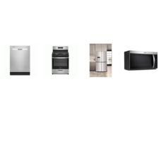 Whirlpool 4 STAINLESS : Gas Range Oven, OTR MW 300 CFM, 55 dBA Dishwasher, Counter Depth FRENCH 4 Door Refrigerator Ice Maker in Door EXT WD