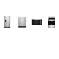 Whirlpool 4 Fingerprint Resistant Stainless : Smoothtop Electric Range Oven Self-Cleaning Convection Air Fry, OTR MW, 55 dBA Dishwasher, 25CF Side-by-Side Refrigerator In-Door-Ice Exterior Water Dispenser