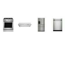 Kitchenaid 4 Stainless : Gas Slide-In Range True Convection Oven Baking Drawer, 585 CFM 4-Speed Under-the-Cabinet Hood, 47 dBA Dishwasher, French 4-Door Refrigerator Platinum Interior EXT WD