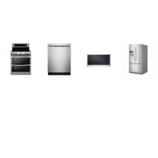 4 STAINLESS : KICHENAID French Door Refrigerator WD, 46 DBA Dishwasher, And LG Electric Range Double ProBake Convection Oven, OTR MW Convection Air Fry