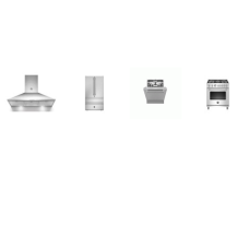 Bertazzoni 4 Stainless : GAS RANGE European Convection Oven, 30 Chimney Hood 600 CFM, 42 dB Dishwasher, 36" French Door Counter Depth Refrigerator ice maker
