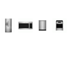 Frigidaire Gallery 4 STAINLESS : 42 dBA Dishwasher, 30" SLIDE IN Gas Range Total Convection Oven Air Fry, 36" Counter Depth Side by Side Refrigerator EXT WD, 1.9CF OTR MW