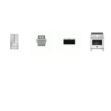 Bertazzoni 4 Stainless : Electric Range European Convection Oven, 1.9CF OTR MW, Tall Tub 42dB Dishwasher, 36" French Door Counter Depth Refrigerator W/Ice Maker