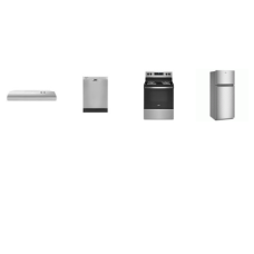 Whirlpool 4 Stainless Steel Appliance PKG : Coil Electric Range Oven, Under-the-Cabinet Hood 250CFM, Dishwasher 57 dBA, 28"W Refrigerator 18CF