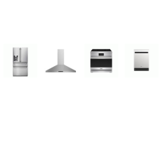 Thor Kitchen 4 Stainless Appliance PKG : 36 Inch Induction Range Convection Oven, Hood 550CFM, Dishwasher 51dB, Counter Depth French 4-Door Refrigerator EXT WD