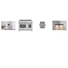 Bertazzoni 4 Stainless : 48 inch Induction Range European Convection Oven, 48 Wallmount Hood 600CFM, Tall Tub 39dB Dishwasher, 36" French Door Counter Depth Refrigerator EXT WD