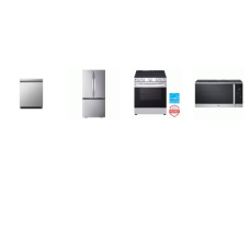 LG 4 STAINLESS : Electric Slide-in Range Oven, 1.8CF OTR MW 300 CFM, Stainless Interior Dishwasher 50 dBA, 33"W Counter-Depth French Door Refrigerator Ice Maker