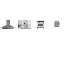 Bertazzoni 4 Stainless : 36 inch Dual Fuel Range European Convection Oven, 36" Chimney Hood 600CFM, Tall Tub 39dB Dishwasher, 36" French Door Counter Depth Refrigerator EXT WD