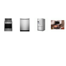 Kitchenaid 4 Stainless : Gas Convection Range Oven,  1.9CF OTR MW 400 CFM, 46 DBA Dishwasher Stainless Interior, 26.8CF French Door Refrigerator Exterior Ice and Water Dispenser