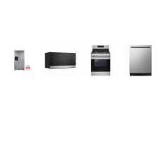 LG 4 STAINLESS : Gas Range Air Fry  Convection Oven, 1.6CF OTR MW, Dishwasher 46dBA Stainless Interior, 27CF Side-by-side Refrigerator Ice and Water Disp