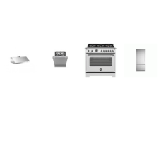 bertazzoni 4 STAINLESS : 36" NATURAL GAS 6BRS Griddle European Convection Oven, Canopy Hood 400 CFM, 39 dB Dishwasher, 36 Inch Built-In Bottom Freezer Refrigerator w/Ice Maker