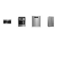 BLOMBERG 4 STAINLESS PKG FLOOR SAMPLE : 30" Slide-In Electric Range Convection Oven, OTR MW, 48dBA Dishwasher, 36" Counter Depth French Door Refrigerator  Internal Water Dispenser Ice M