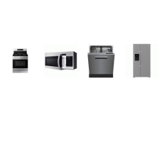 4 STAINLESS STEEL APPLIANCE PACKAGE : Beko 36 Inch Counter-Depth Smart Side-by-Side Refrigerator EXT WD, 48dBA Dishwasher, AND Samsung Gas Range Convection Oven, OTR MW
