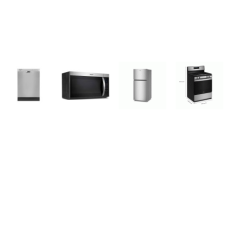 Whirlpool 4 STAINLESS STEEL APPLIANCE PACKAGE : Gas Range Oven, 1.7CF OTR MW 300 CFM, 57 dBA Dishwasher, 30"W Top Freezer Refrigerator