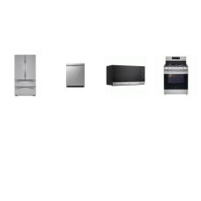 LG 4 STAINLESS : Gas Range Air Fry  Convection Oven, OTR MW 300CFM, Dishwasher 48dBA 3rd Rack, French 4-Door Counter-Depth Refrigerator WD