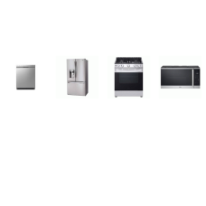 LG 4 STAINLESS : Gas Slide-in Range Oven, 1.8CF OTR MW, Dishwasher 48dBA, 28CF French Door Refrigerator EXT WD