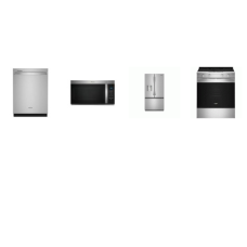 Whirlpool 4 Fingerprint Resistant Stainless : Slide In Electric Range Air Cooking Oven, OTR MW, SS INTERIOR DW, 30CF French Door Refrigerator In-Door Water and Ice Maker
