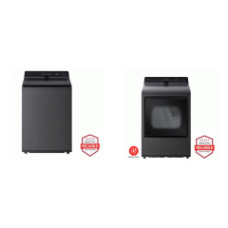 LG AI Sensing Glass Window 5.0CF Top Load Washer And 7.3CF Electric Dryer - Platinum Black -