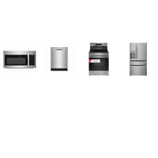 Frigidaire 4 Stainless : SMOOTHTOP ELECTRIC RANGE Convection Air Fry Self Clean OVEN, 1.8CF OTR MW 300 CFM, Dishwasher 52 dba, Counter-Depth French 4-Door Refrigerator EXT WD