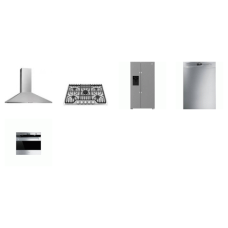 5 STAINLESS APPLIANCE PKG : SMEG SINGLE WALL OVEN, 48DB DISHWASHER, FRIGIDAIRE 5BR 30" Gas Cooktop, Canopy Hood 400CFM, BEKO COUNTER DEPTH SBS Refrigerator WD