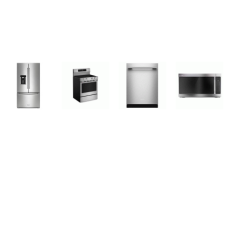 Kitchenaid 4 Stainless : Electric Range Convection Oven Air Fry,  2.1CF OTR MW, 47 DBA Dishwasher Stainless Interior, Counter-Depth French Door Refrigerator Exterior Ice and Water Dispenser