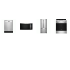 Whirlpool 4 Fingerprint Resistant Stainless : Slide In Electric Range Air Cooking Oven, 1.7CF OTR MW, 55DB DW, 33"W French Door Refrigerator In-Door Water and Ice Maker