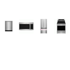 Frigidaire Gallery 4 Smudge-Proof STAINLESS : Induction Range Total Convection Oven Air Fry, 1.9CF OTR MW 400 CFM, 52 dBA OrbitClean Dishwasher, 30"W French Door Refrigerator Internal Water Dispenser Ice Maker