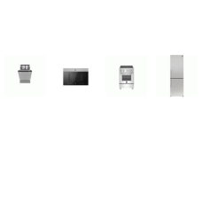 Bertazzoni 4 APT SIZE Stainless Appliance PKG : 24" Induction Range Convection Oven, 24" OTR MW, 18" 51 dB Dishwasher, 24" Counter Depth Bottom Mount Refrigerator