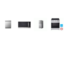 LG 4 STAINLESS STEEL APPLIANCE PKG : Electric Slide-in Range Oven, 1.7CF OTR MW, Dishwasher 50 dBA, 28"W 18CF Top Freezer refrigerator