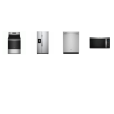 Whirlpool 4 Fingerprint Resistant Stainless : Electric Range Convection Oven Air Fry, OTR MW, SS Interior 47dBA Dishwasher, 25CF Side-by-Side Refrigerator In-Door-Ice Storage EXT WD