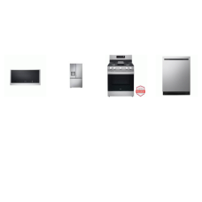 LG 4 STAINLESS : Gas Smart Range Convection Oven Air Fry Self Clean Griddle, 2.0CF OTR MW 400CFM, TrueSteam Dishwasher 44 dBA, Counter Depth French Door Refrigerator Zero Clearance EXT WD