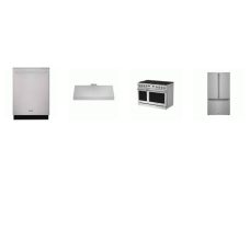 Thor Kitchen 4 stainless : 48 Inch Gas Range 8brs Dual Ovens Convection Fan, Under Cabinet/wall Mounted 600 CFM Hood, 45 dB Dishwasher, 36 Inch Couther Depth French Door Refrigerator Internal Water and Ice