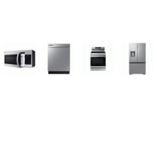 SAMSUNG 4 STAINLESS : Electric Range Convection+ Oven Air Fry, OTR MW, 53dBA Dishwasher, 31CF French Door Refrigerator EXT WD