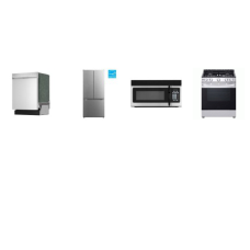 4 STAINLESS STEEL APPLIANCE PKG : LG SLIDE IN GAS RANGE OVEN, SHARP 49dB Dishwasher, AND ELEMENT OTR MW, 30" 18.4 cu. ft. French Door Refrigerator ENERGY STAR
