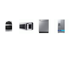 Samsung 4 STAINLESS : GAS RANGE Convection Oven Air Fry, OTR MW, Dishwasher 53DBA, 29CF French Door Refrigerator Zero Clearance Fit Dual Auto Ice Maker EXT WD