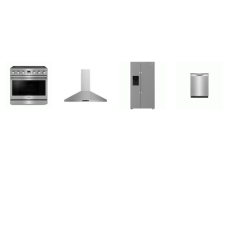 4 STAINLESS : Thor Kitchen 36" Professional Electric Range Convection Oven, Pyramid Hood 550CFM, Electrolux 42dba Dishwasher, Beko Counter Depth Side by Side Refrigerator EXT WD