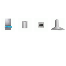 4 STAINLESS APPLIANCE PKG : FORNO 36" Electric Range True Convection Oven, Frigidaire 36" Canopy Wall-Mounted Hood, Electrolux 42db Dishwasher, Samsung  27CF French Door Refrigerator Dual Auto Ice Maker