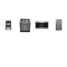 4 STAINLESS STEEL APPLIANCE PKG : beko 30 Inch Counter-Depth Bottom Mount Refrigerator, Dishwasher 48 dBA And Maytag 1.7CF OTR MW, Gas Range Convection Oven Air Fryer