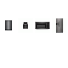 Frigidaire 4 Black Stainless PKG : Electric Range Convection Bake Oven Air Fry, 1.8CF OTR MW, 52 dBA Dishwasher, 36" Counter-Depth Side-by-Side Refrigerator EXT WD