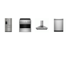 kitchenaid 4 Stainless : 36" 6BRS Commercial Gas Range True Convection Oven Air Fry, 36" 585 CFM Canopy Hood, 44dBA Dishwasher, French 4-Door Refrigerator EXT WD